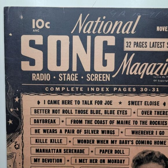 National Song Magazine Radio Stage Screen November 1942 Music 32 Page News Stage - Picture 3 of 11
